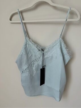 Blue Lace Trim Spaghetti strap Cami top